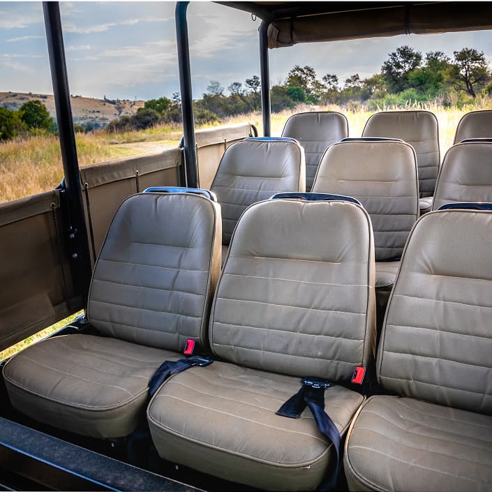 Mahindra S4 Game Viewer nine rear bucket seats