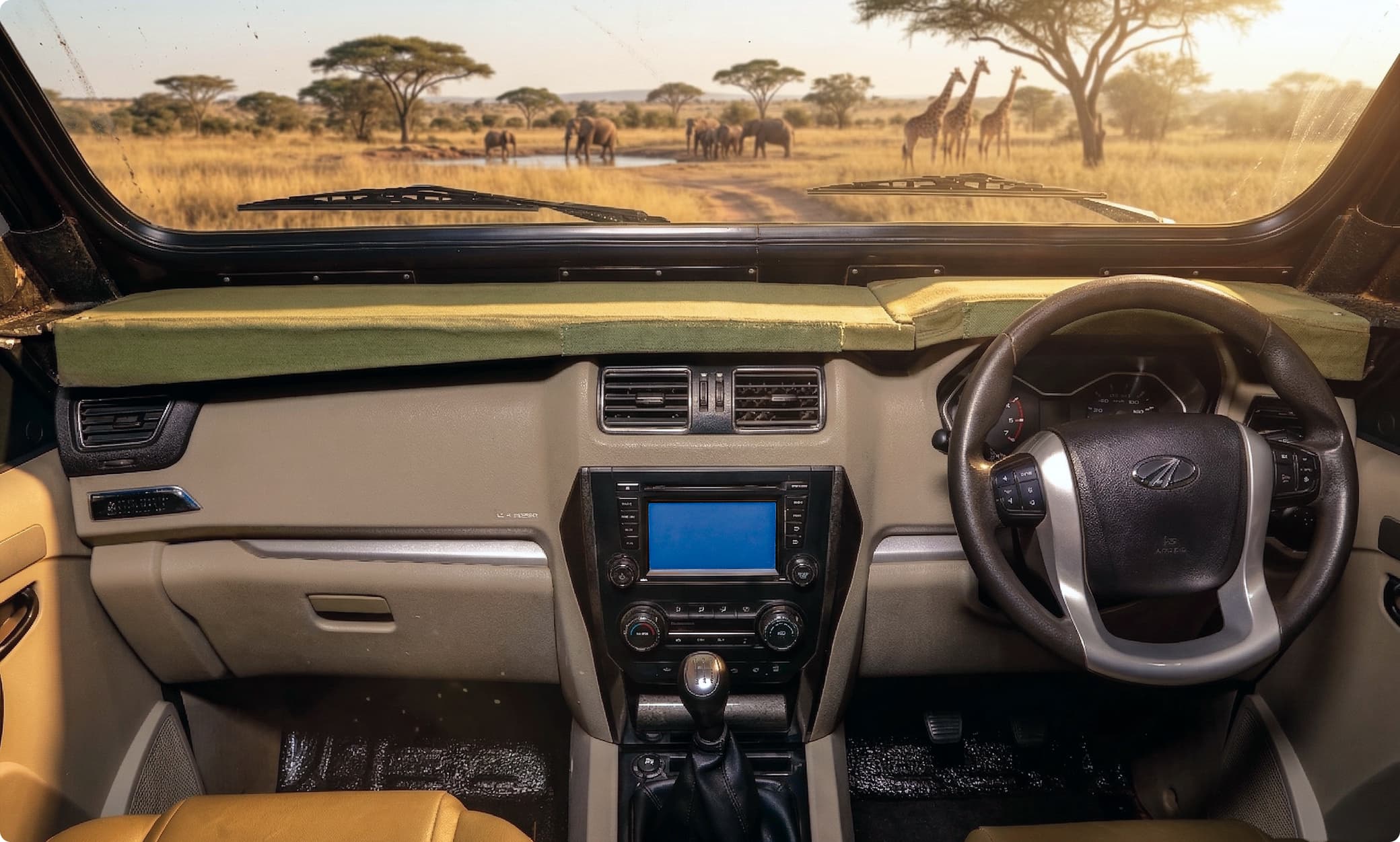Mahindra S4 Game Viewer interior — driver cockpit
