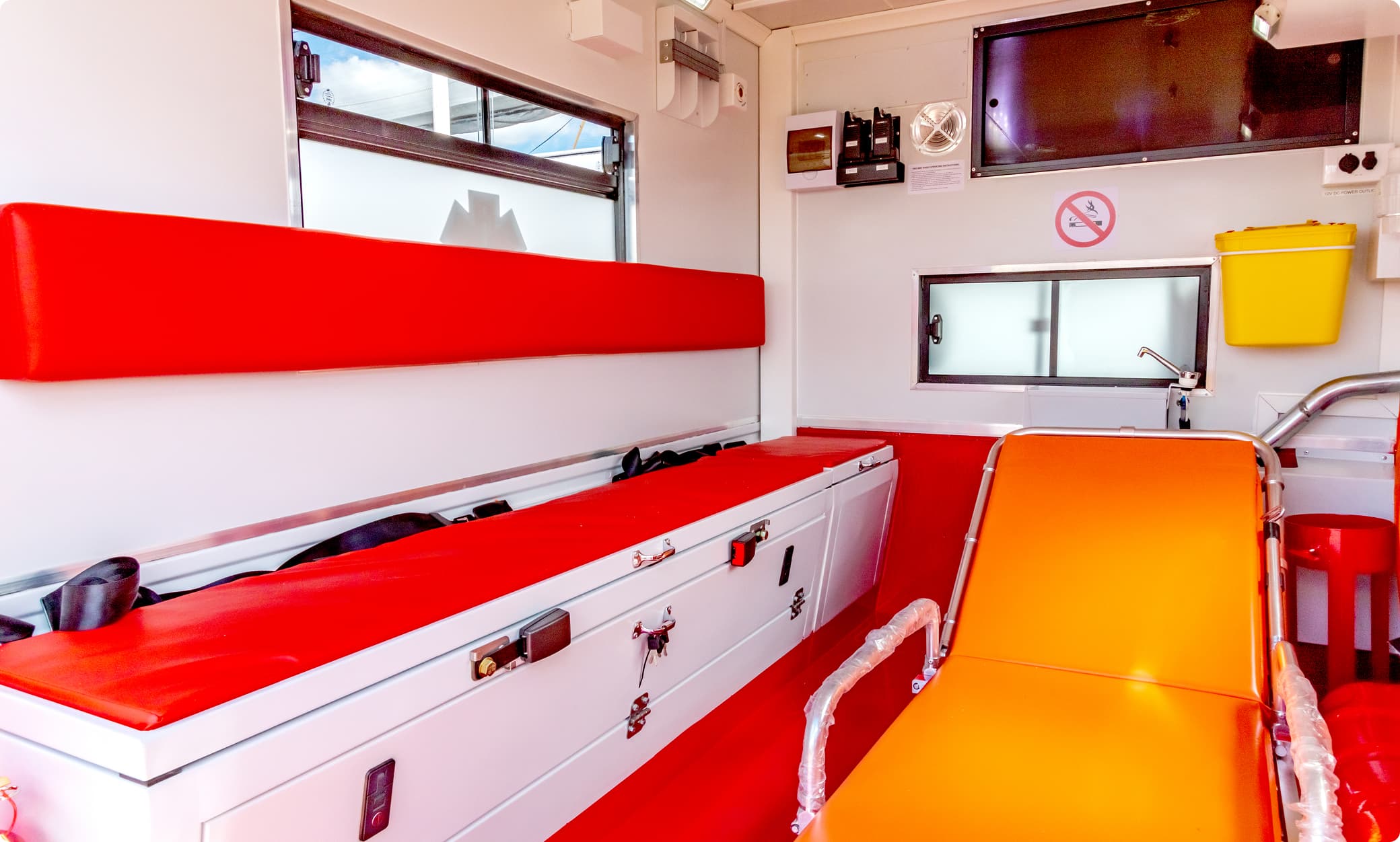 Mahindra S6 Ambulance interior — patient bay