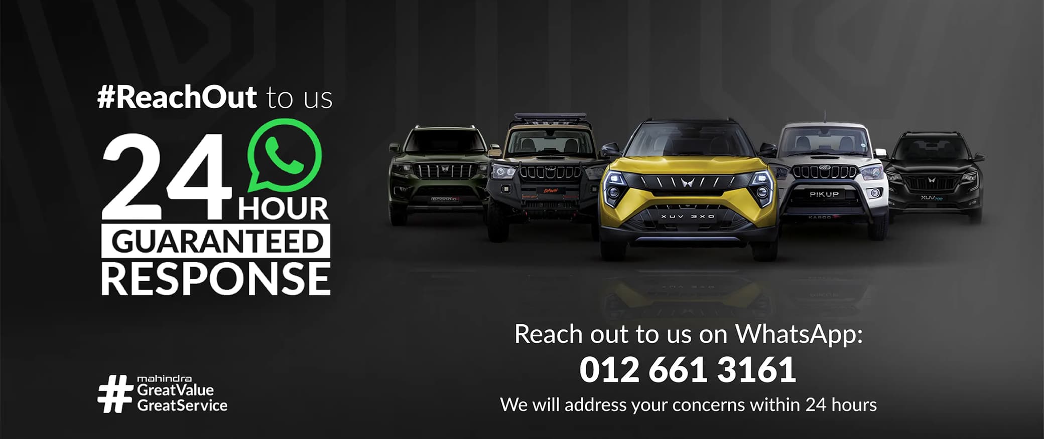 #ReachOut — 24 hour guaranteed response on WhatsApp