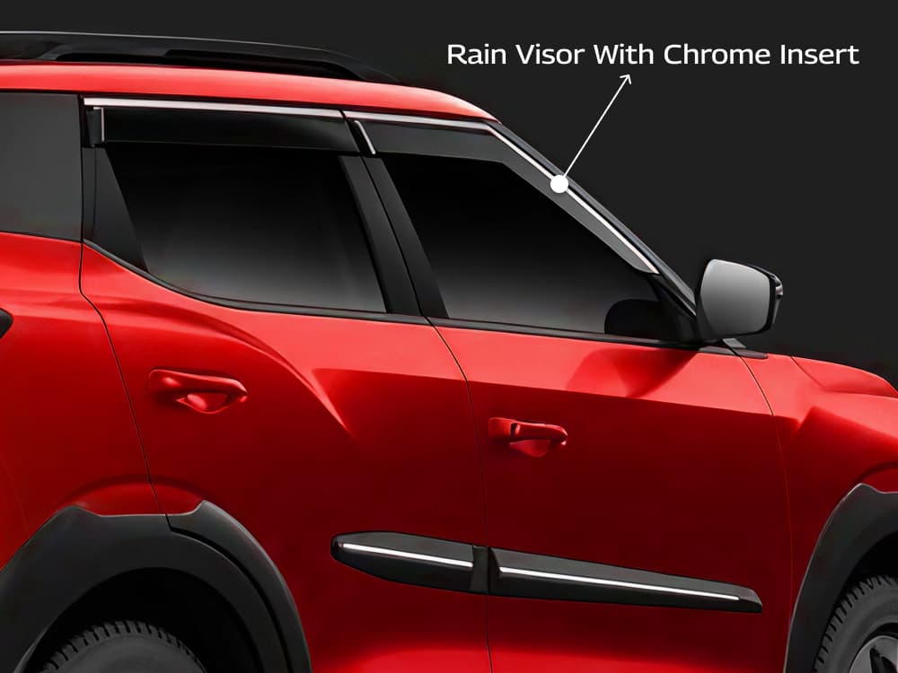 RAIN VISOR WITH CHROME INSERT