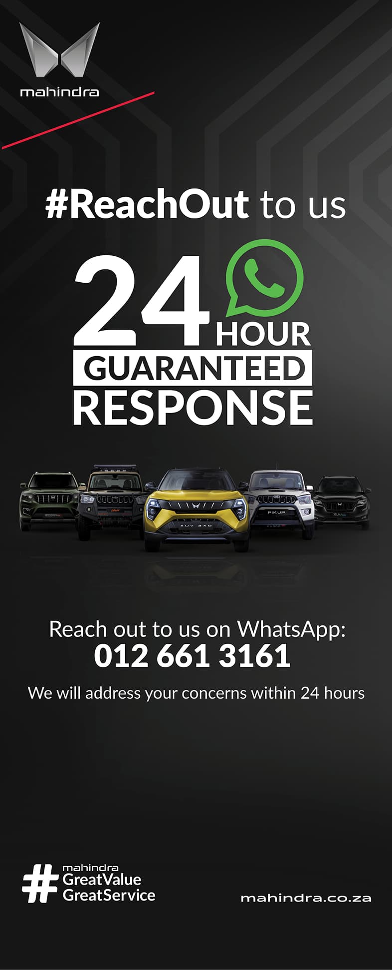 #ReachOut — 24 hour guaranteed response on WhatsApp