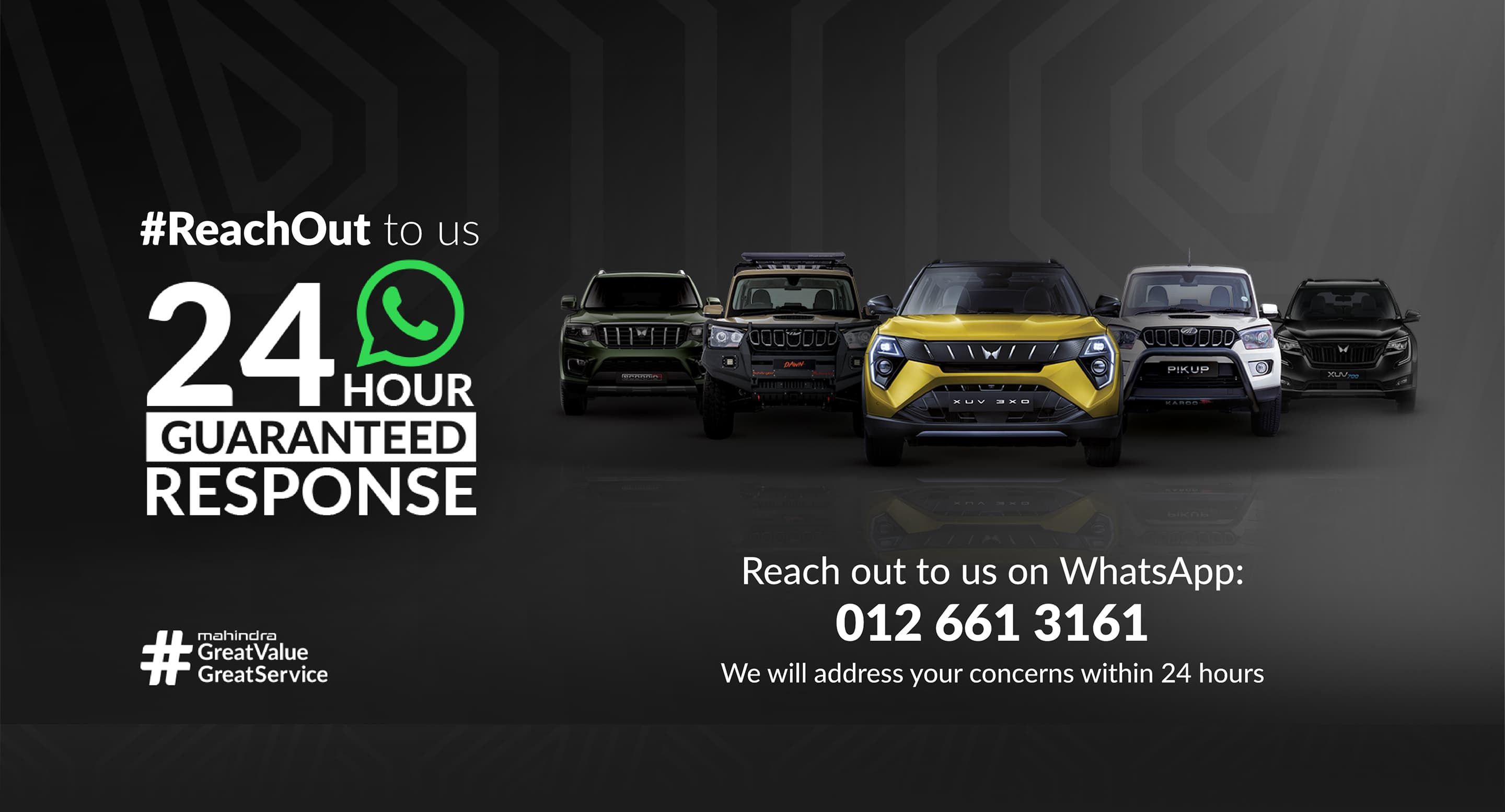#ReachOut — 24 hour guaranteed response on WhatsApp