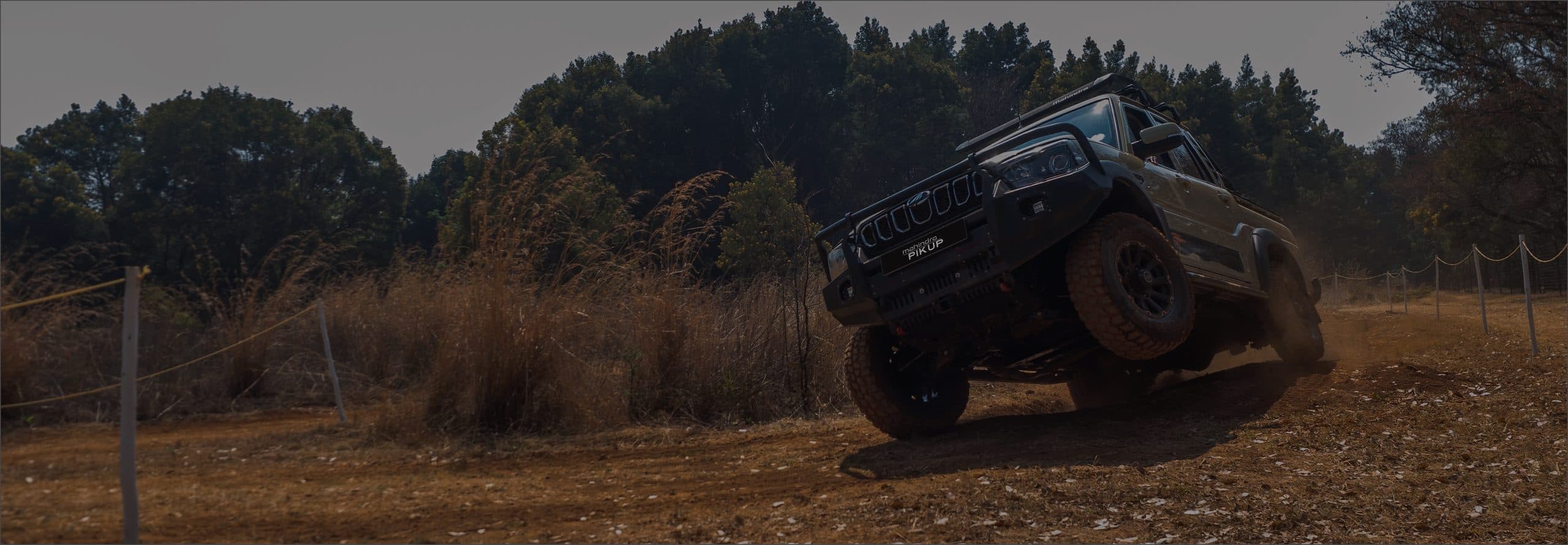 Mahindra Pik Up climbing an obstacle at the Mahindra Off-Road Academy